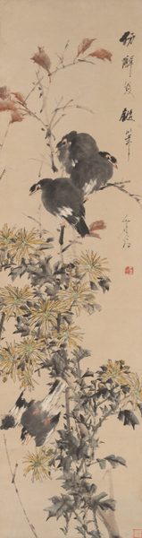 A work made of hanging scroll; ink and colors on paper.