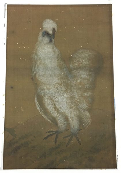 A work made of framed; ink and light color on silk.