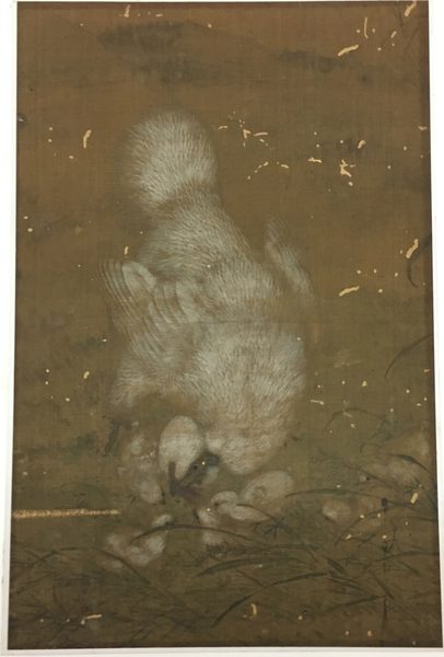 A work made of framed; ink and light color on silk.
