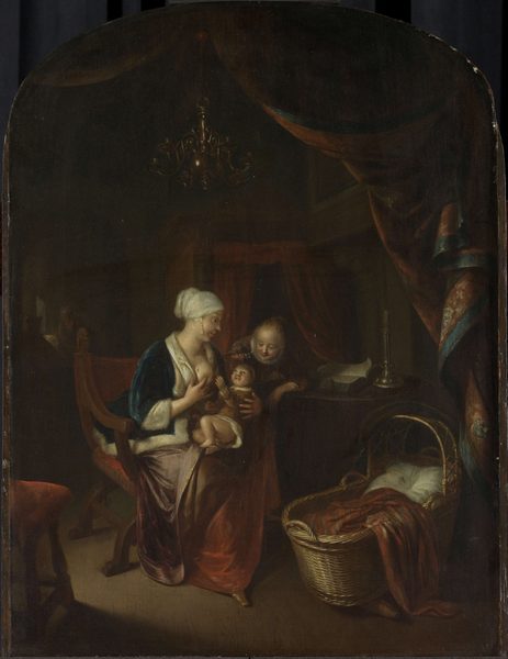 A Mother giving her Child the Breast by Domenicus van Tol