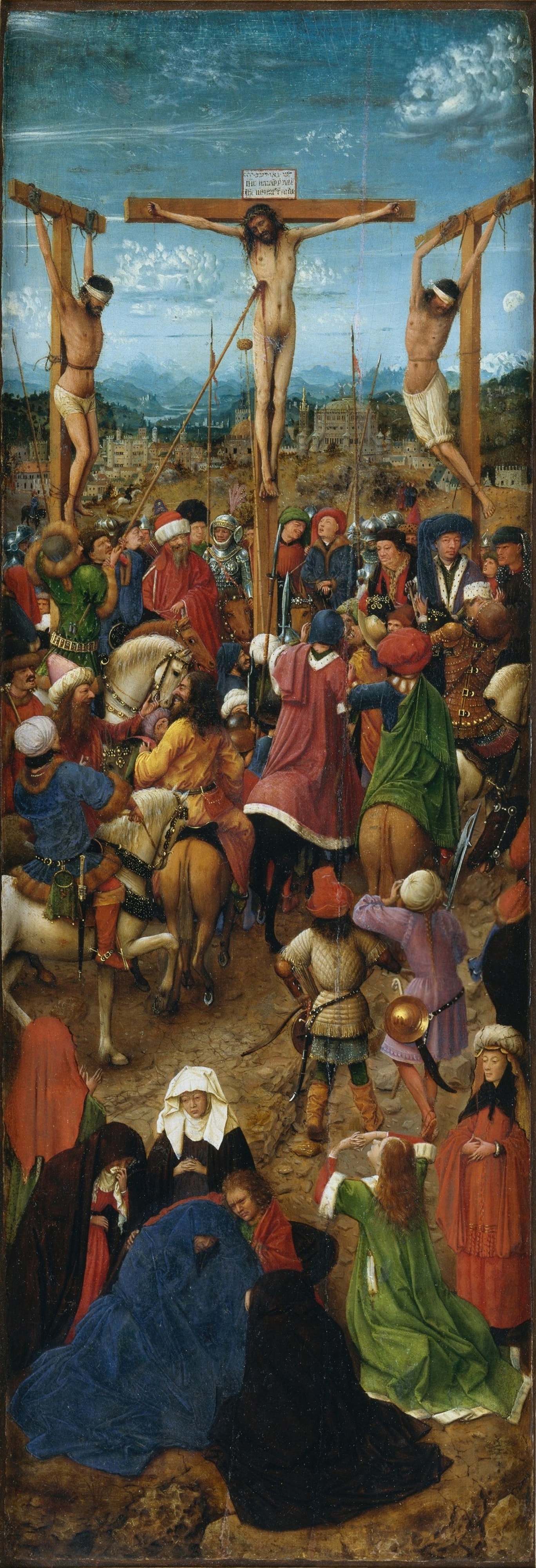 The Crucifixion; The Last Judgment (detail: left panel of diptych) by Jan van Eyck