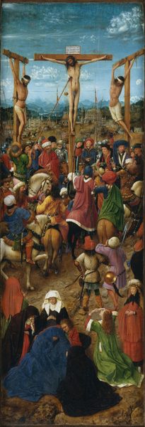 The Crucifixion; The Last Judgment (detail: left panel of diptych) by Jan van Eyck