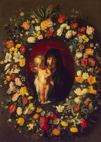 Garland of Flowers with Virgin and Child by Jacob Jordaens