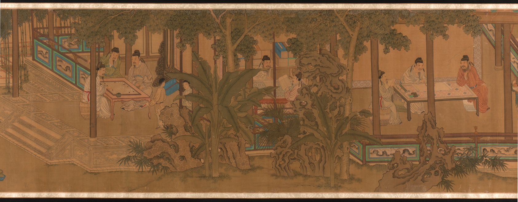 A work made of handscroll; ink and color on silk.