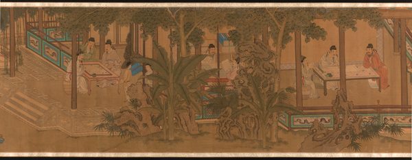 A work made of handscroll; ink and color on silk.