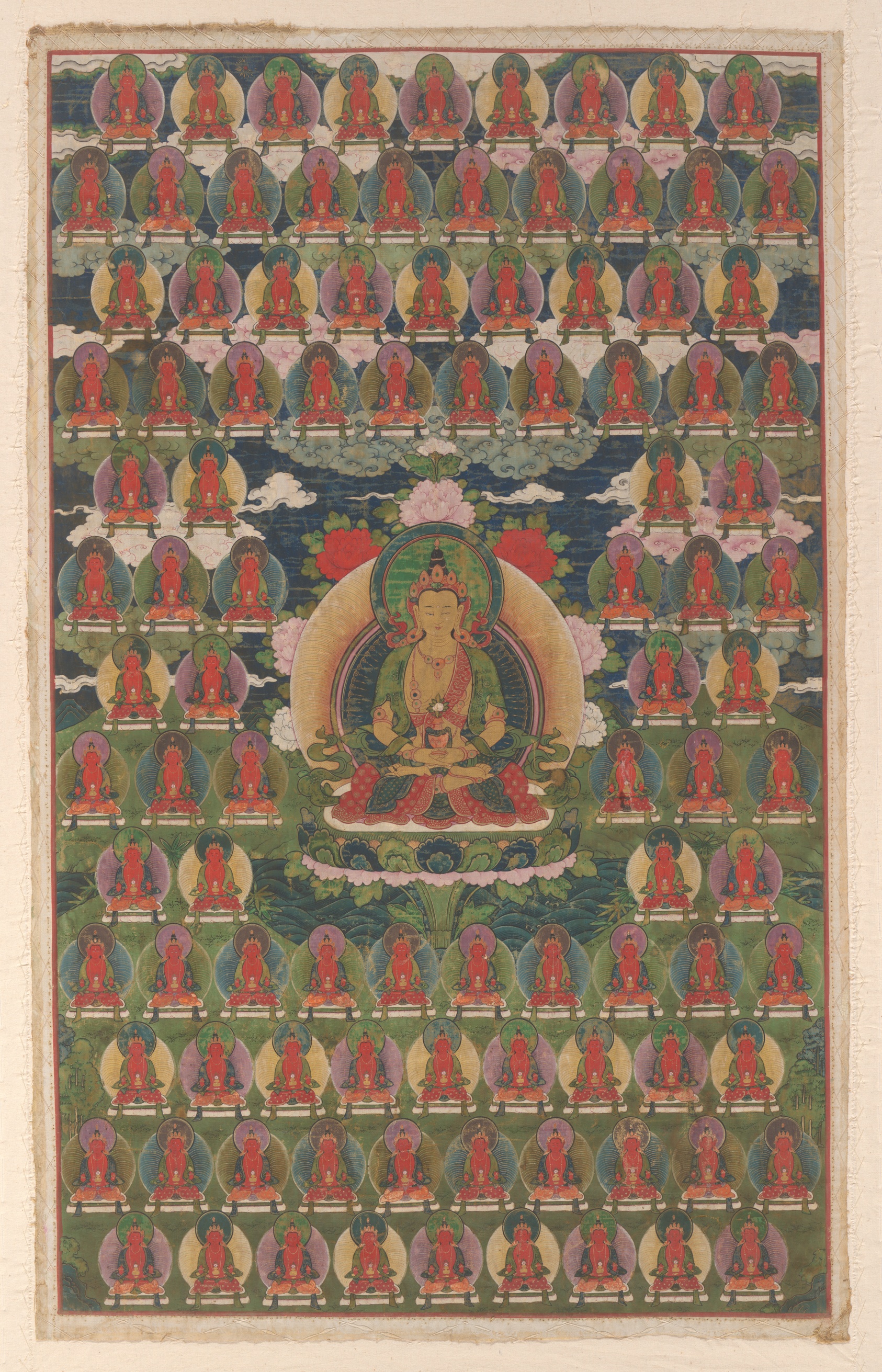 A work made of opaque watercolor and gold (as a watercolor) on cotton.