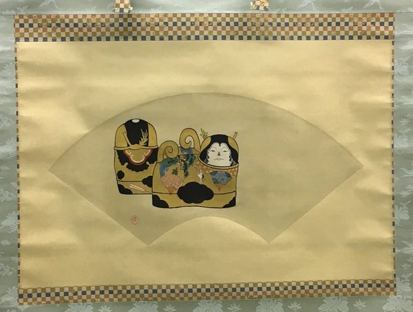 A work made of hanging scroll; lacquer on paper.