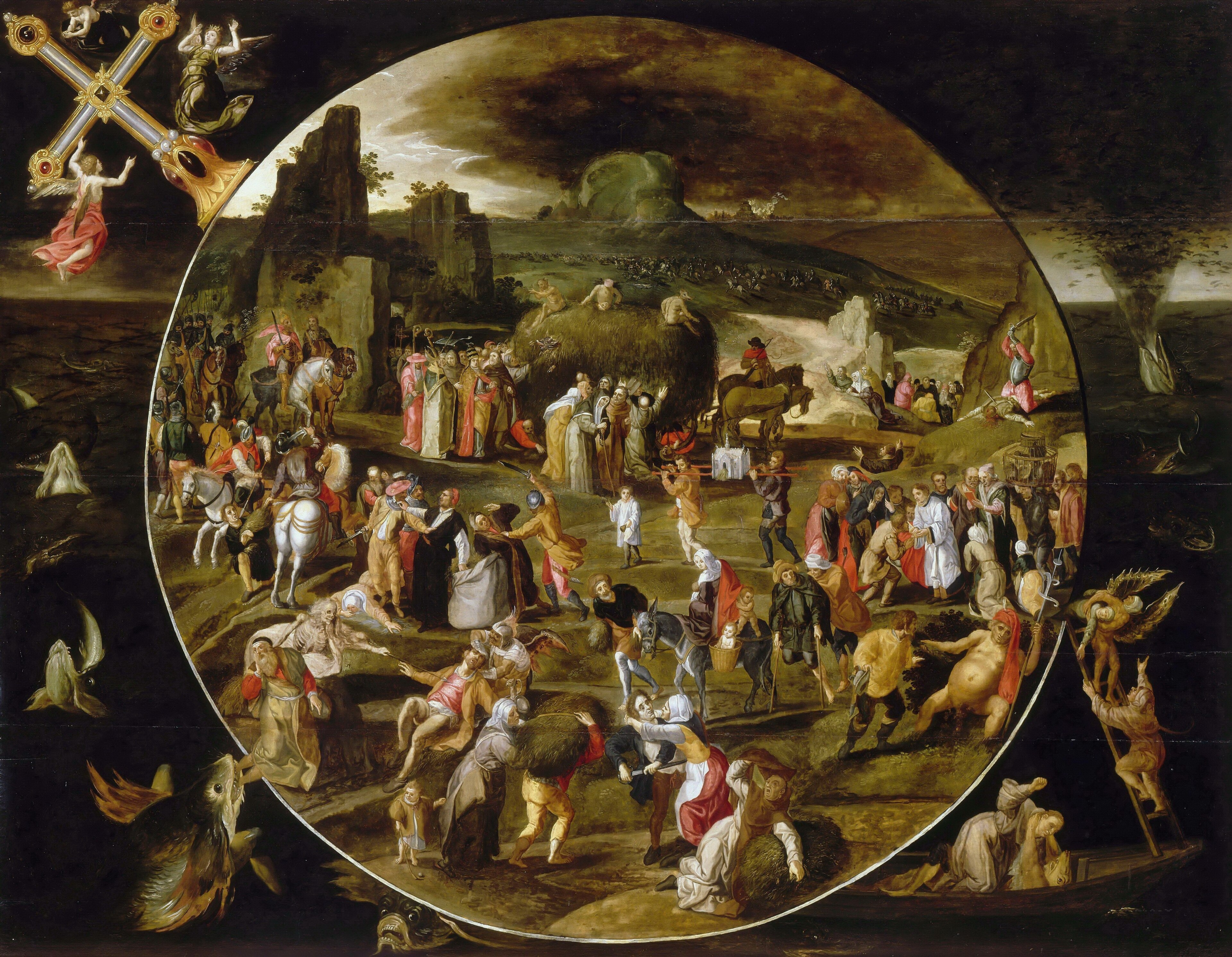 French: La Charrette de foin ; allégorie de la vanité du monde. by Gillis Mostaert