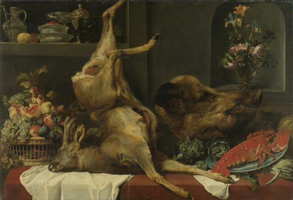 Still life with large dead game, fruit and flowers by Frans Snyders