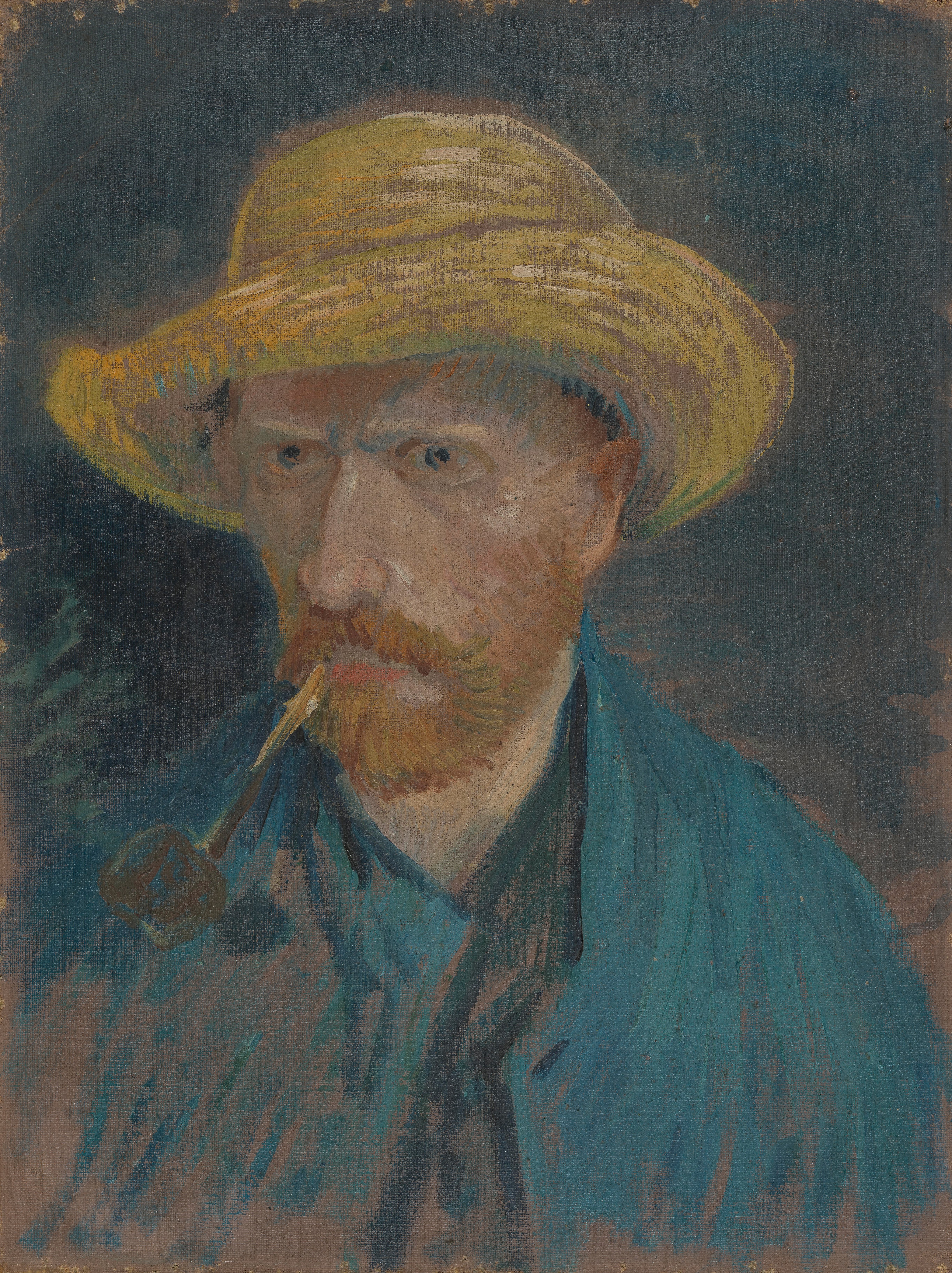 Self-Portrait with Straw Hat and Pipe, 1887, by Vincent van Gogh