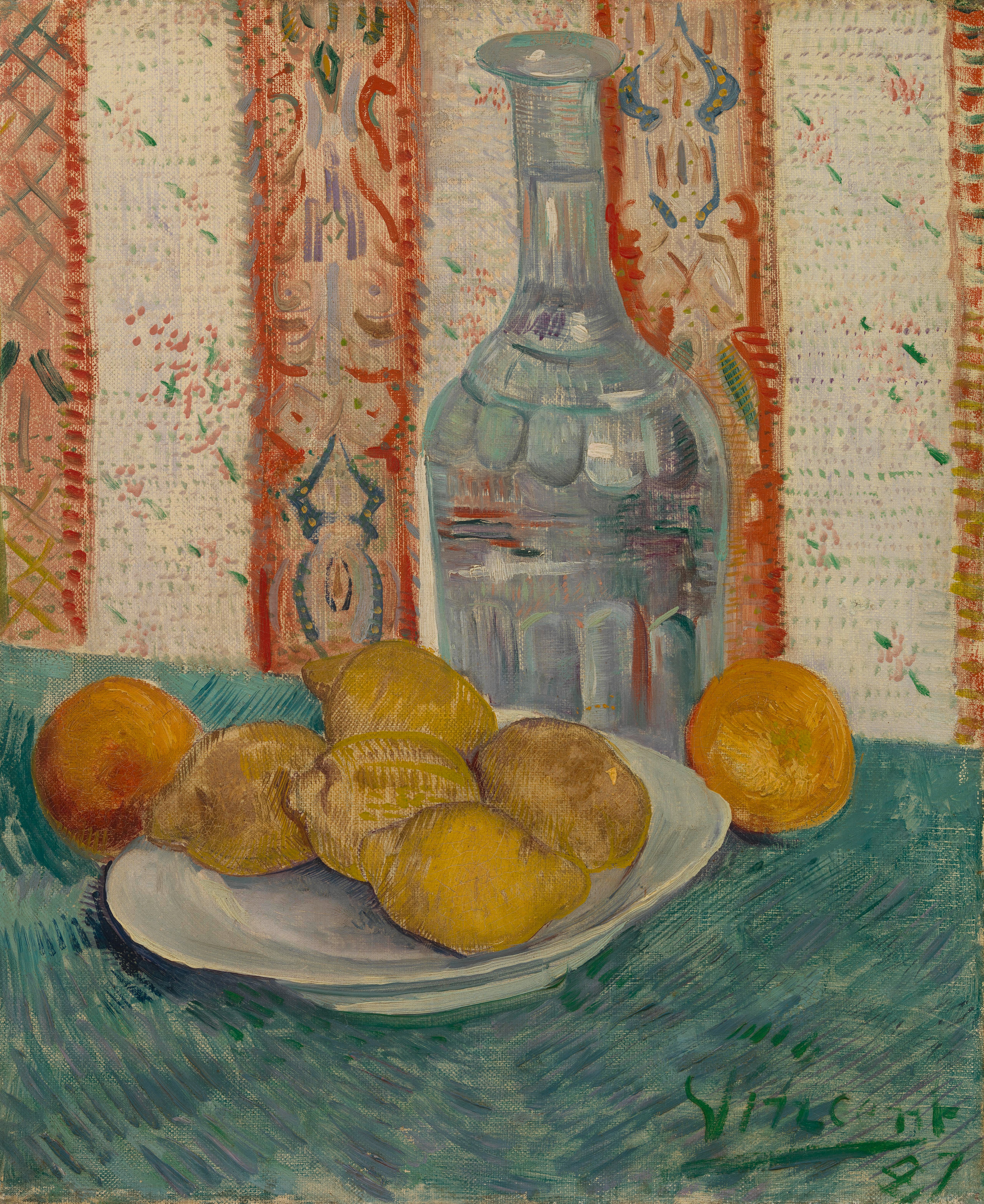 Carafe and Dish with Citrus Fruit, 1887, by Vincent van Gogh