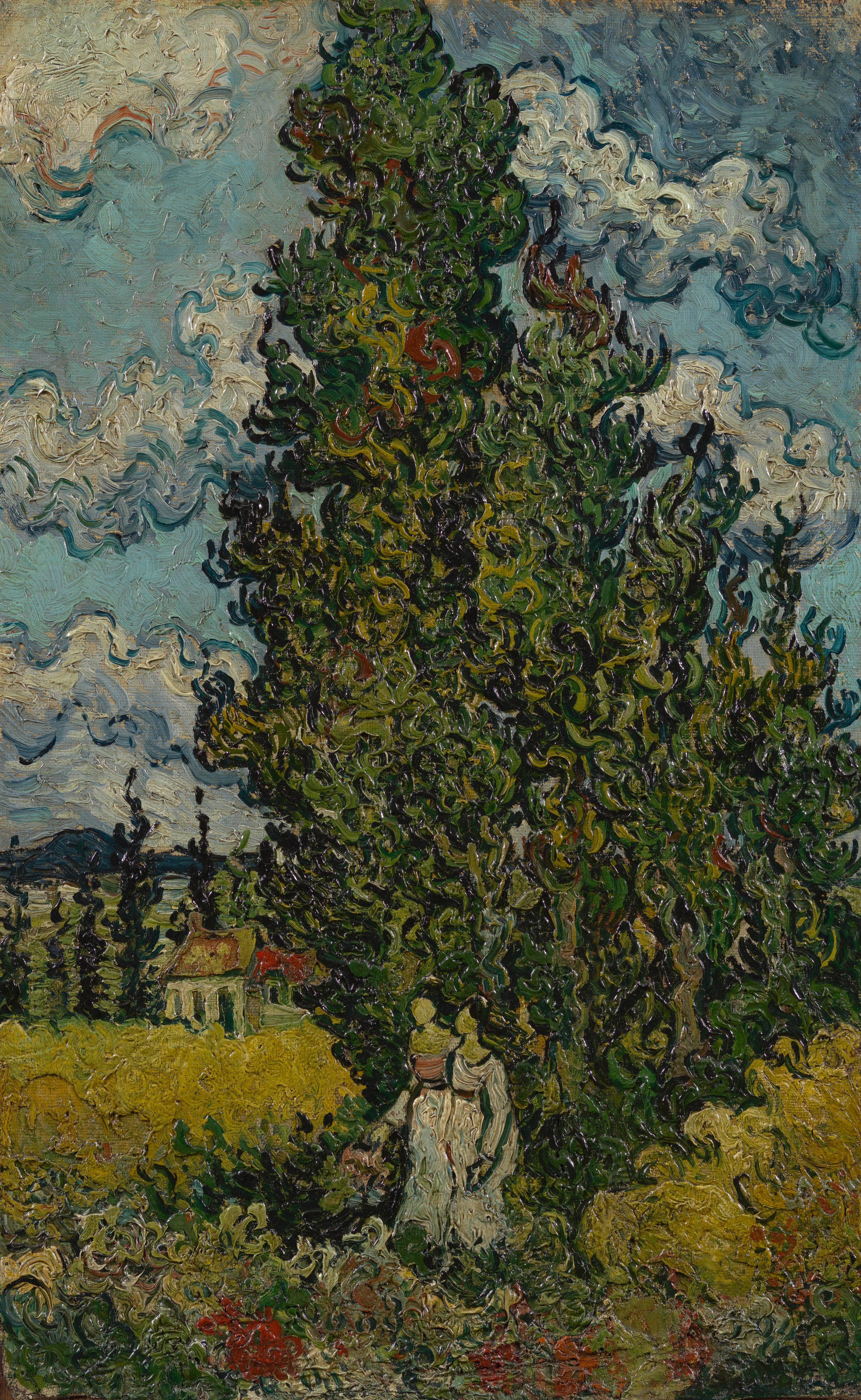 Cypresses and Two Women, 1890, by Vincent van Gogh