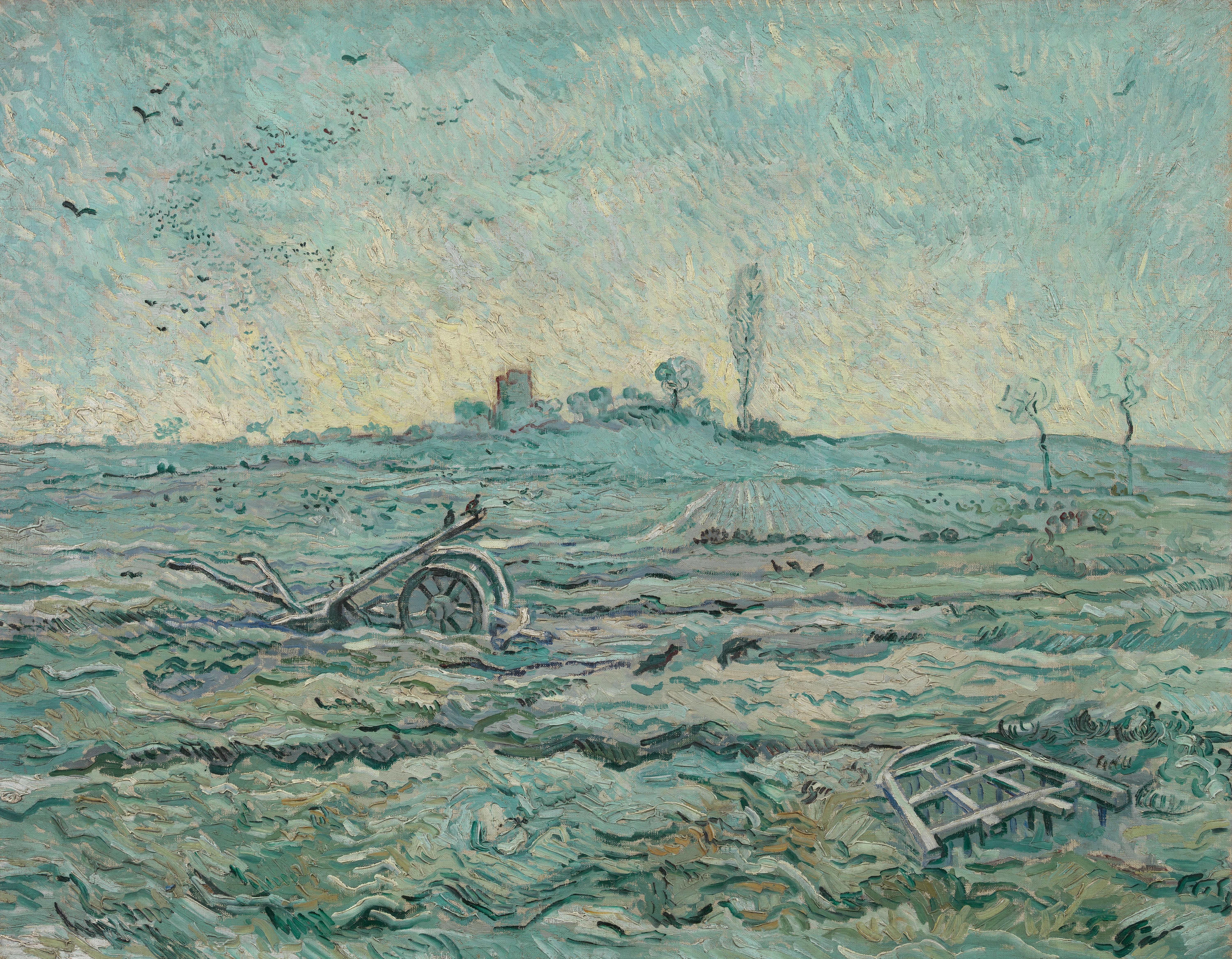 Snow-Covered Field with a Harrow (after Millet), 1890-01, by Vincent van Gogh