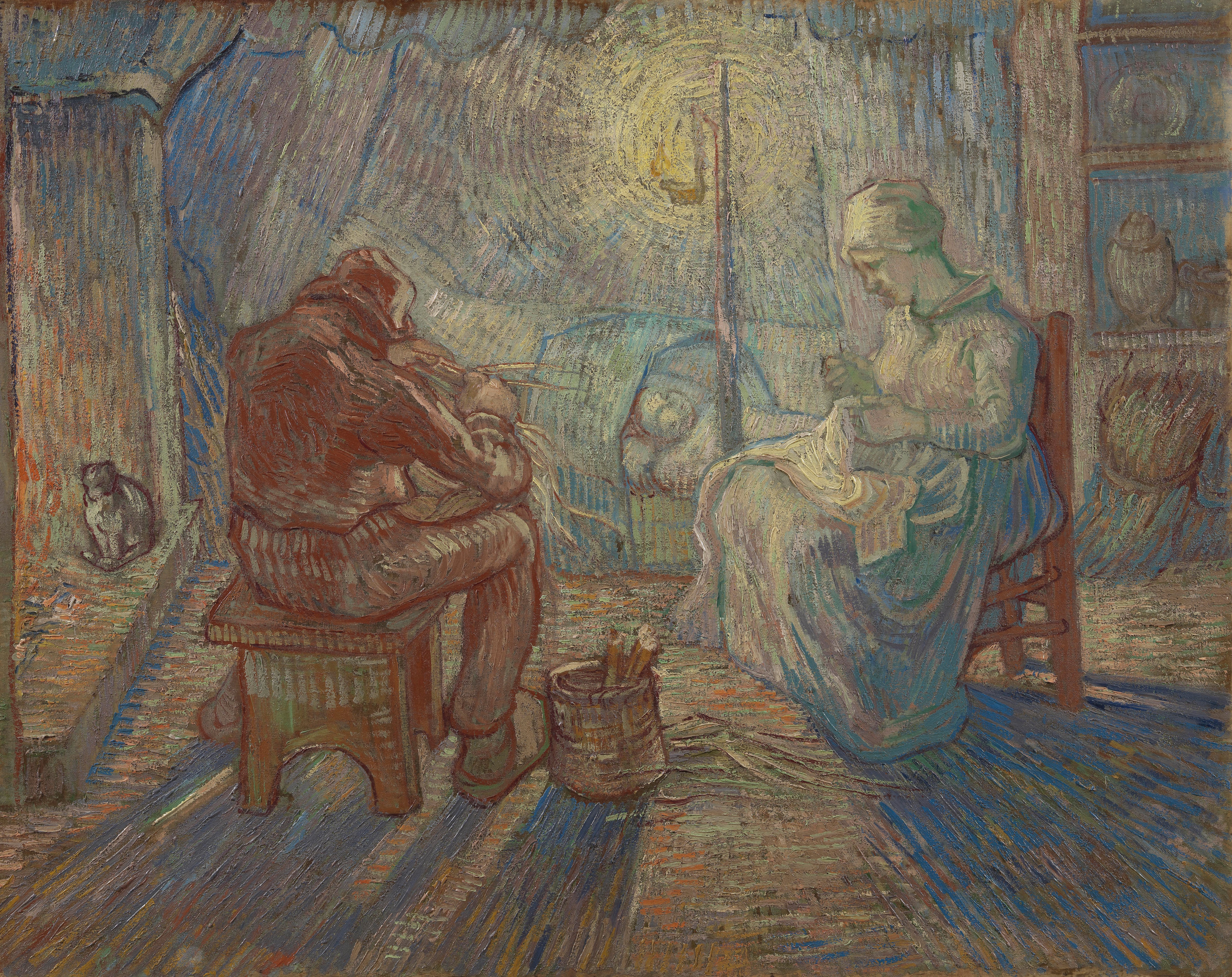 Evening (after Millet), 1889 1889-10, by Vincent van Gogh