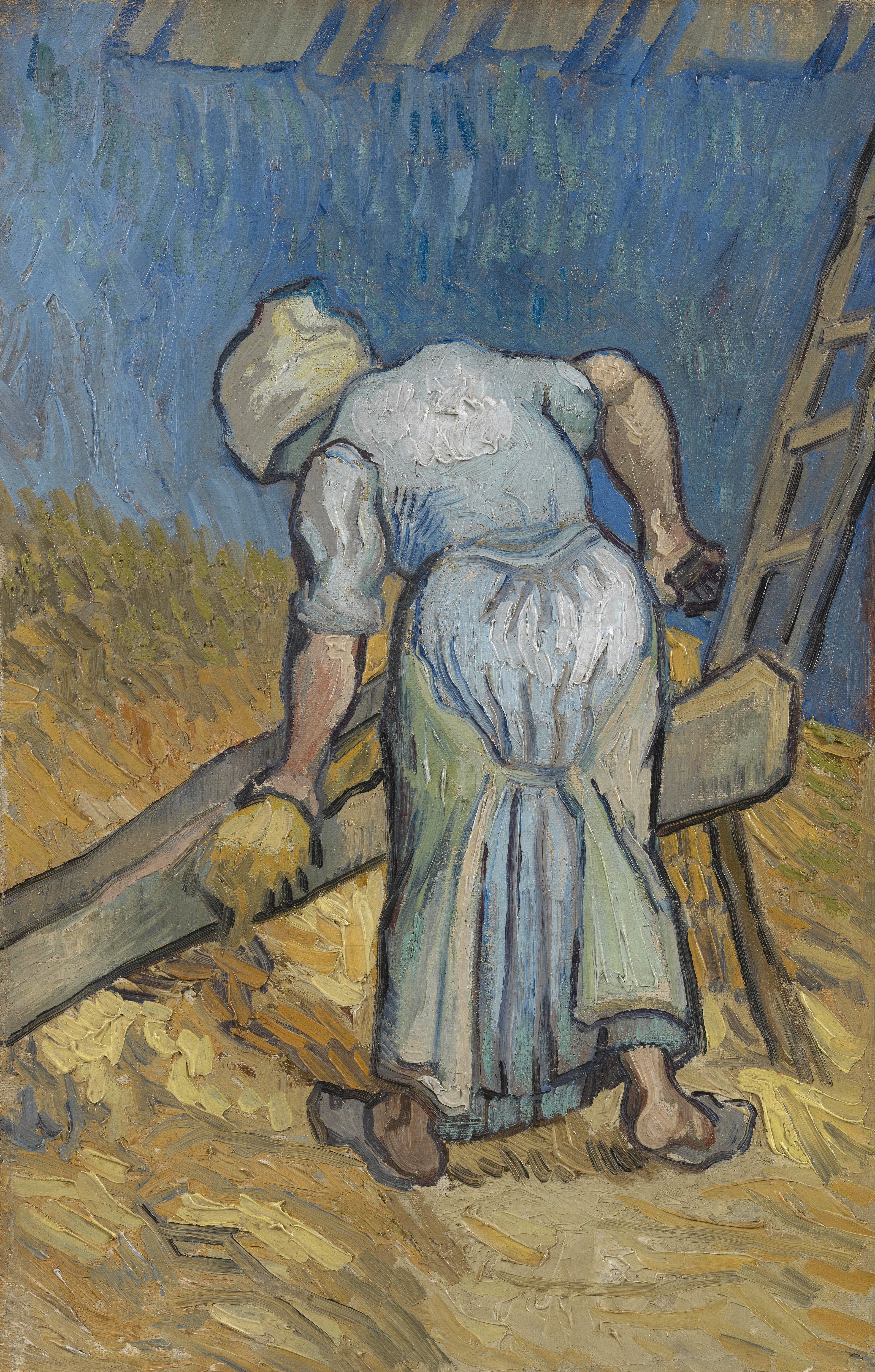 Peasant Woman Bruising Flax (after Millet), 1889, by Vincent van Gogh