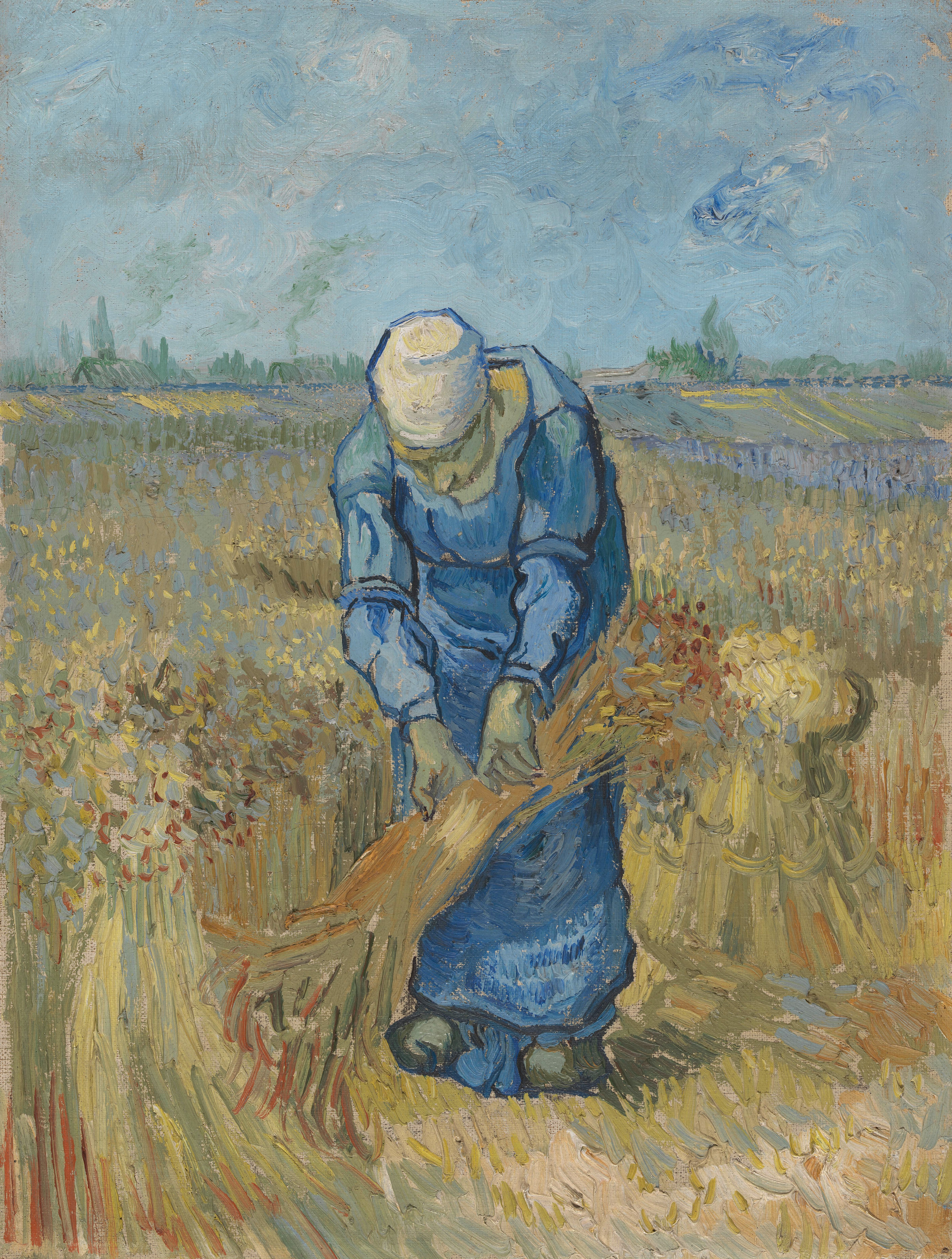 Peasant Woman Binding Sheaves (after Millet), 1889, by Vincent van Gogh