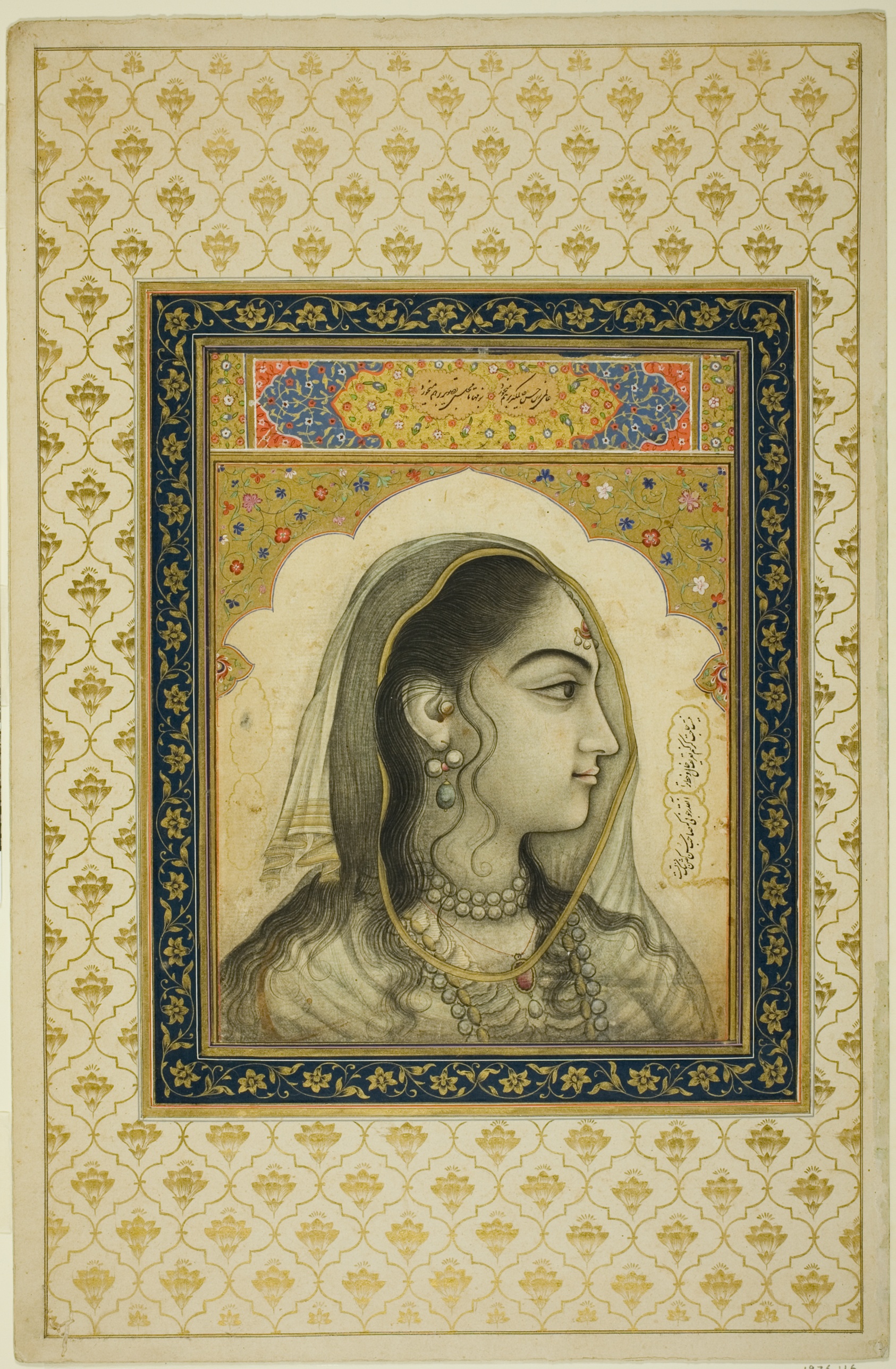A work made of opaque watercolor and gold on paper.