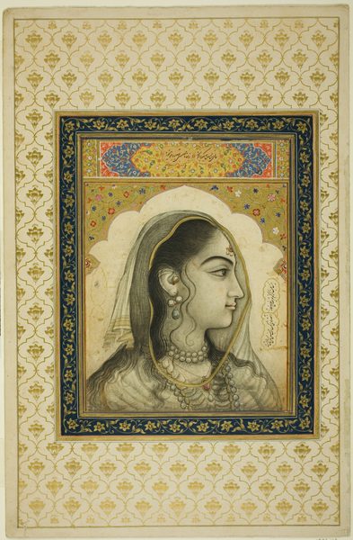 A work made of opaque watercolor and gold on paper.