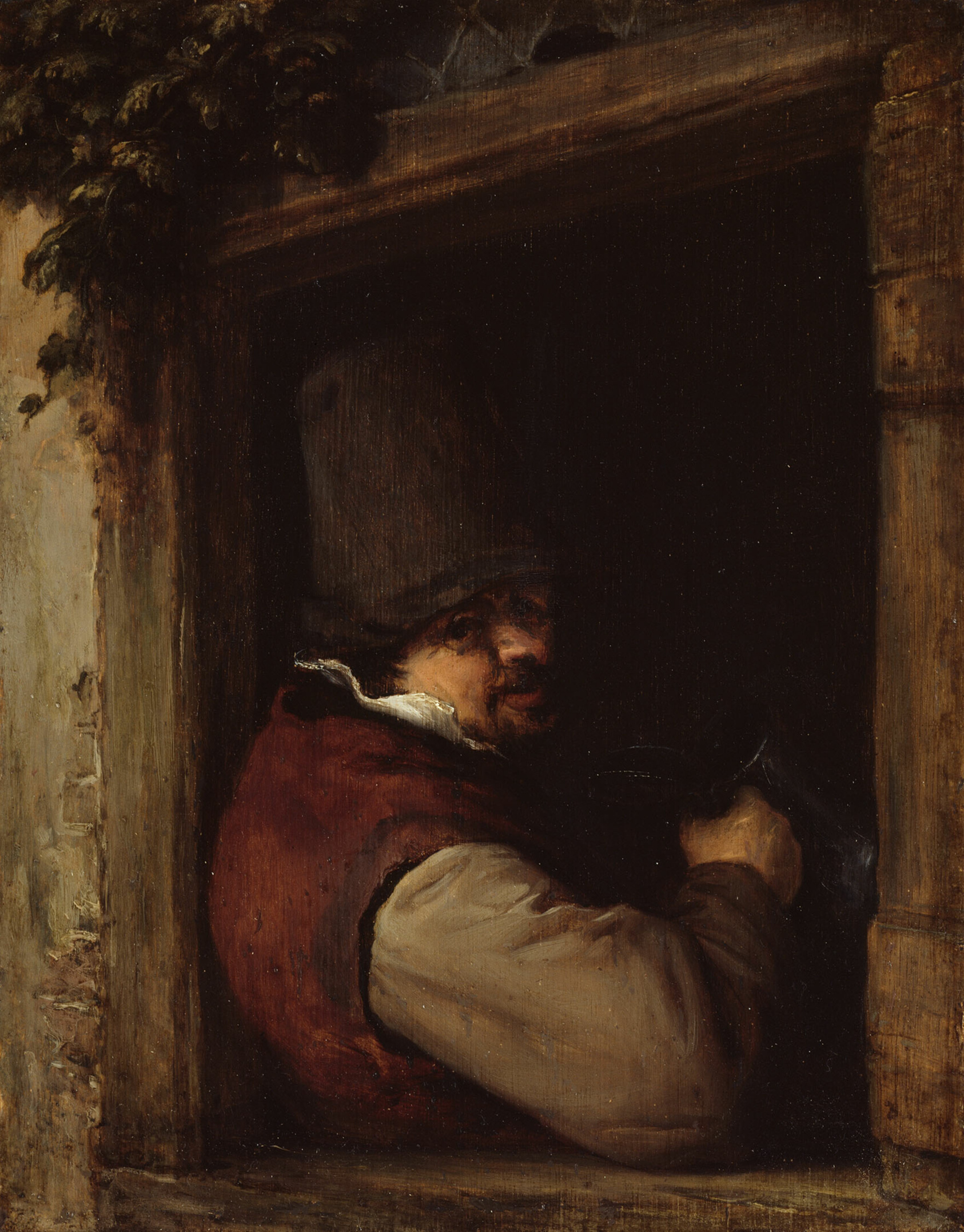 A work made of oil on panel.