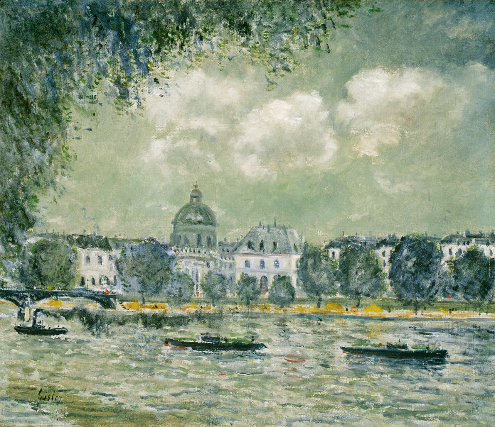 A work made of oil on canvas.