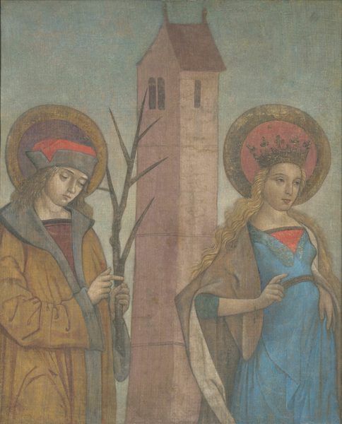 A work made of distemper on linen, mounted on panel.