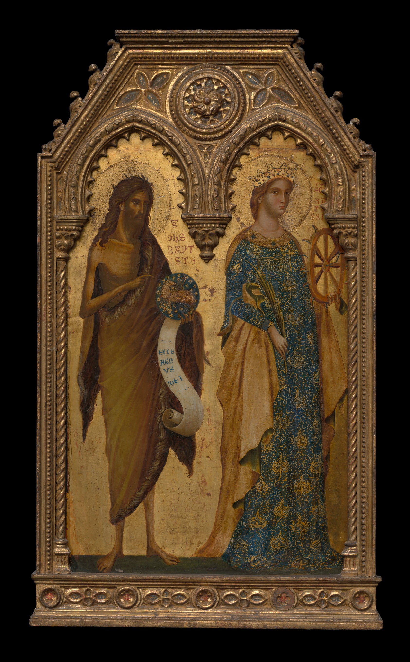 A work made of tempera on panel.