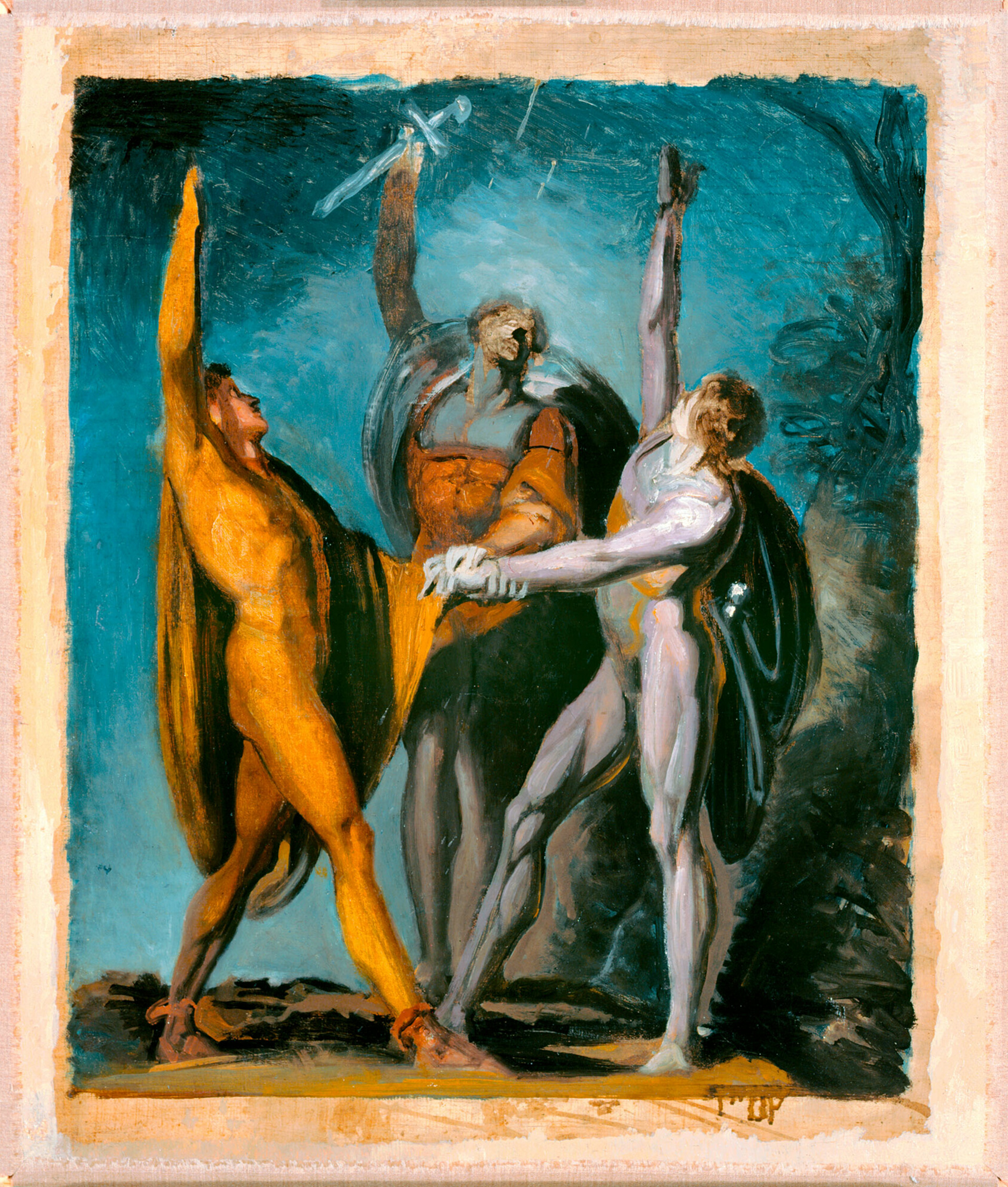 A work made of oil on canvas.