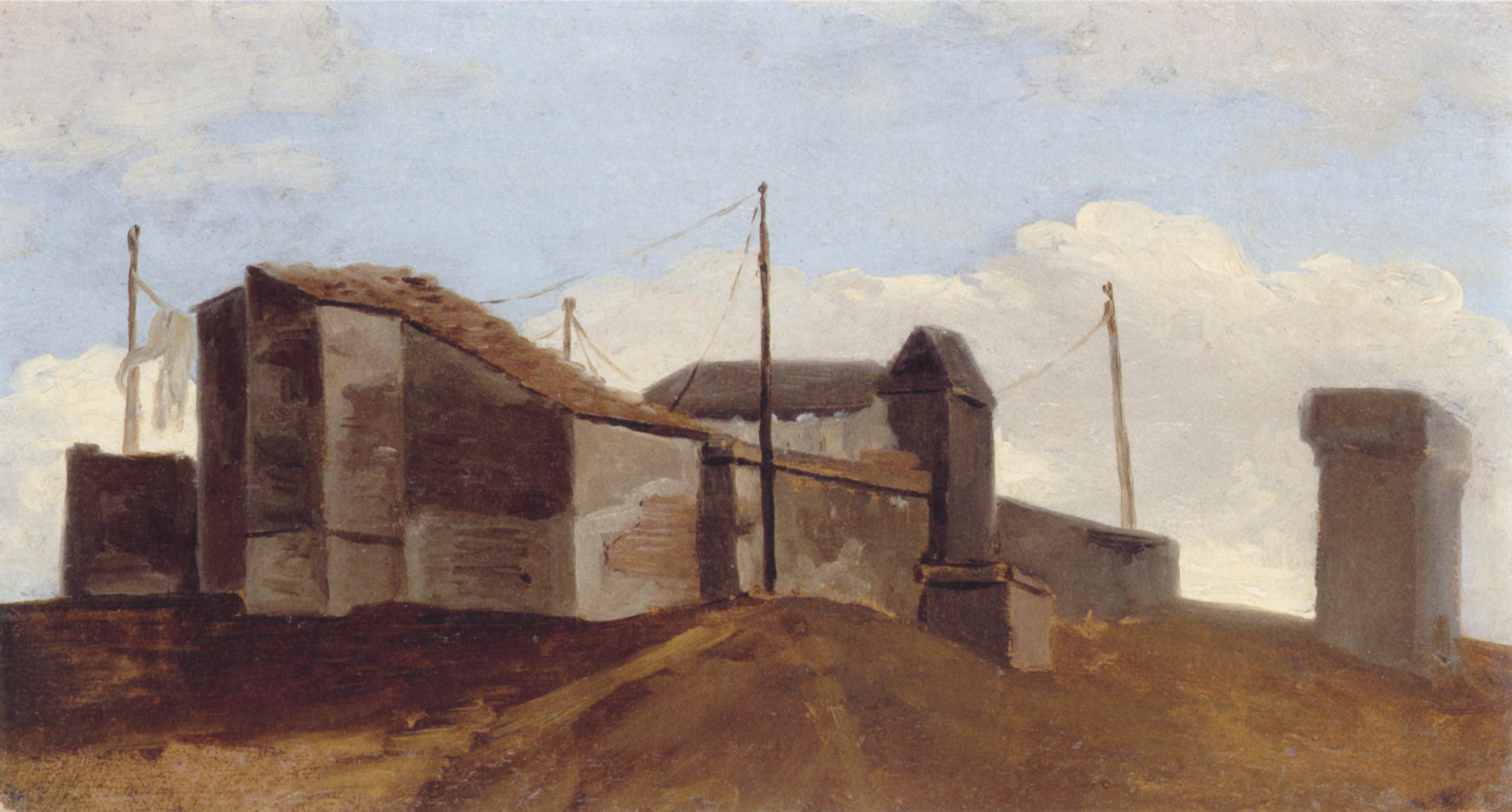 Pierre-Henri de Valencienes - Rooftops in the shadows by Pierre-Henri de Valenciennes
