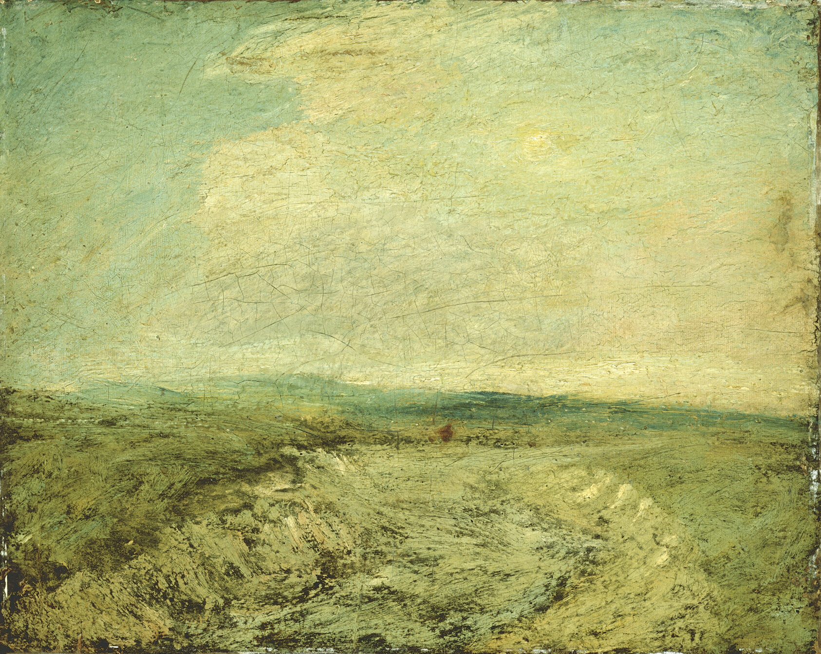 A work made of oil on canvas mounted on board.