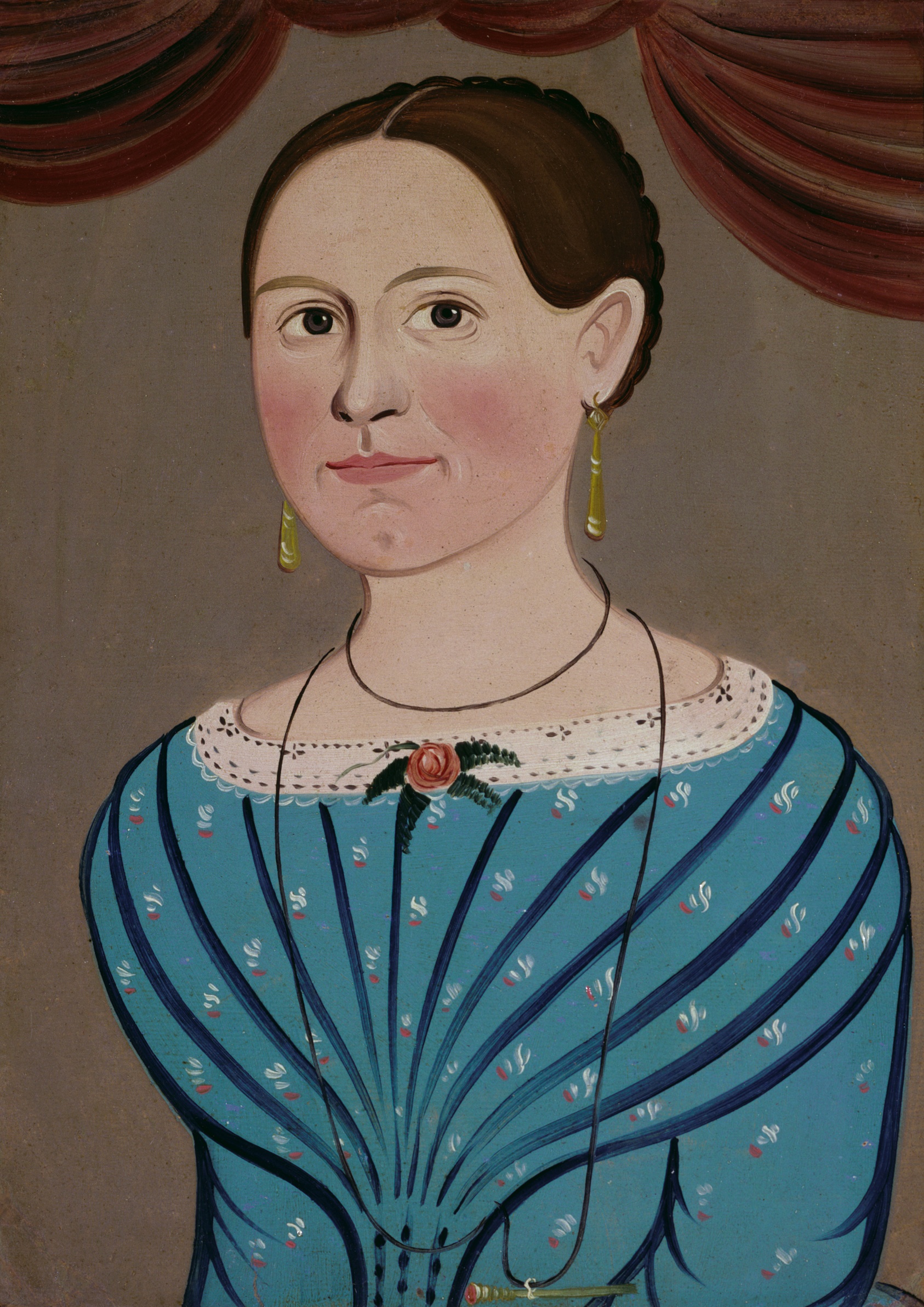 A work made of oil on academy board.