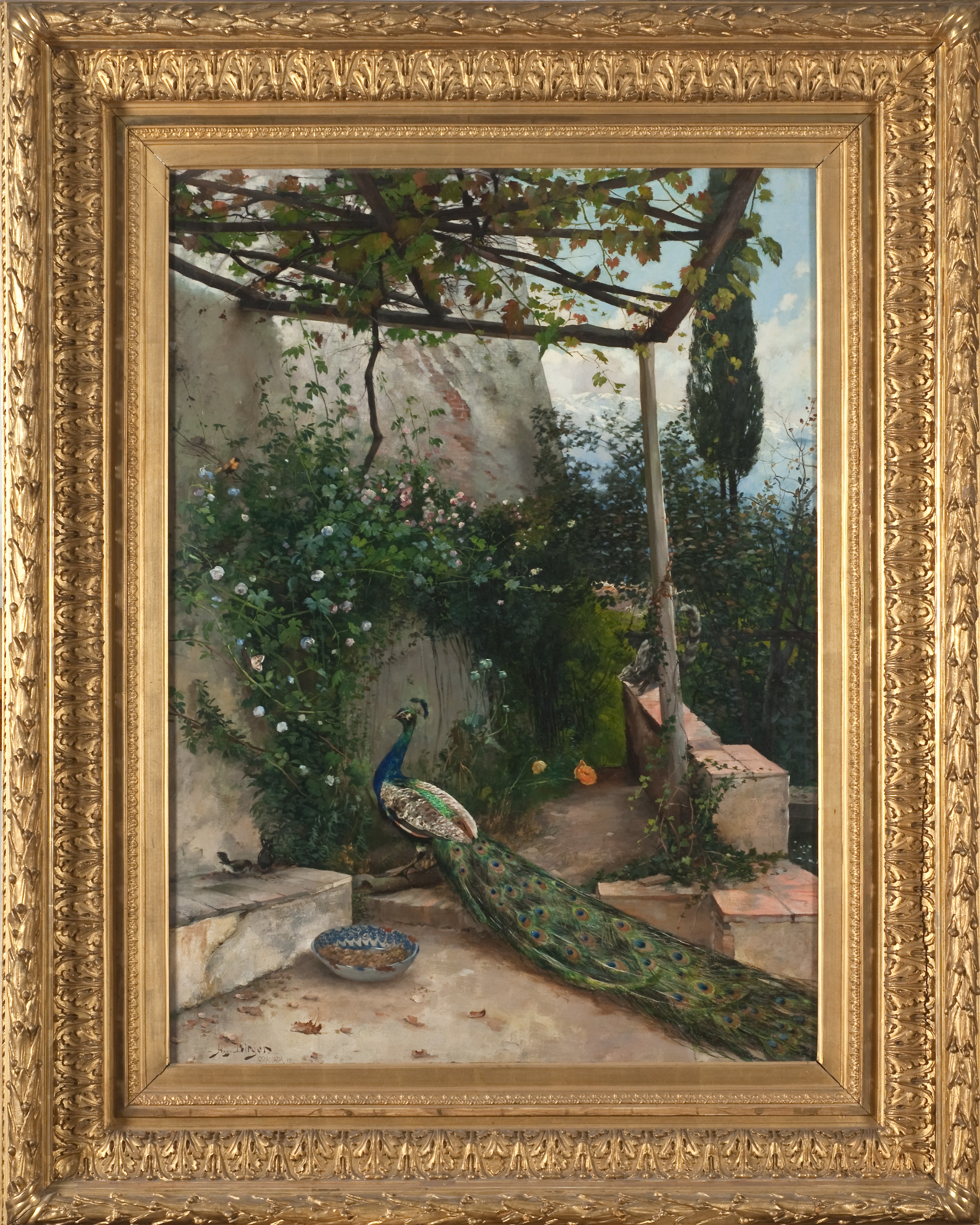 Terrace with Peacock, the Alhambra by Hugo Birger