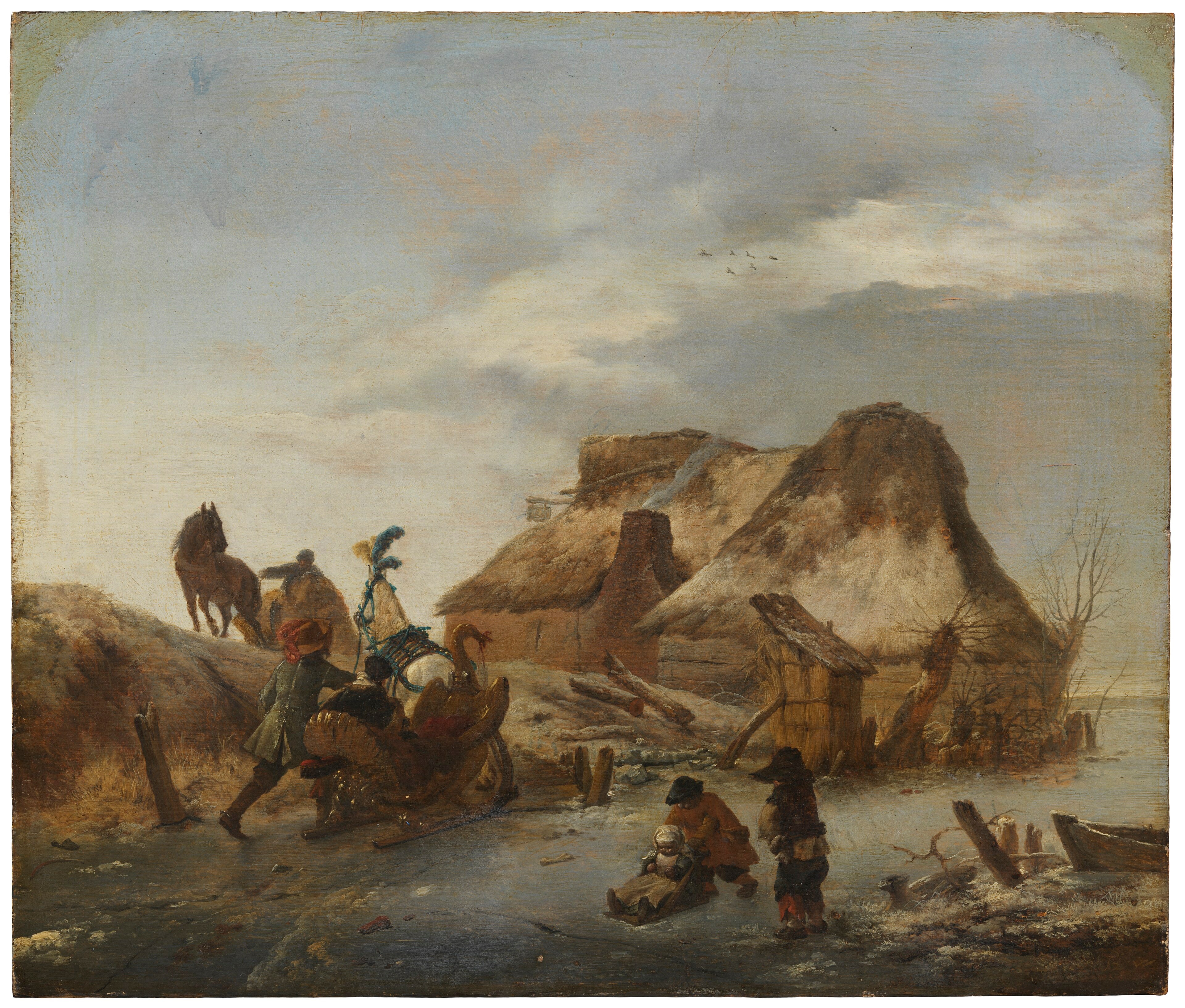 A Nobleman's Sleigh on the Ice by Philips Wouwerman