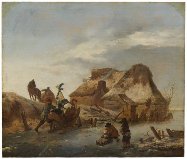 A Nobleman's Sleigh on the Ice by Philips Wouwerman