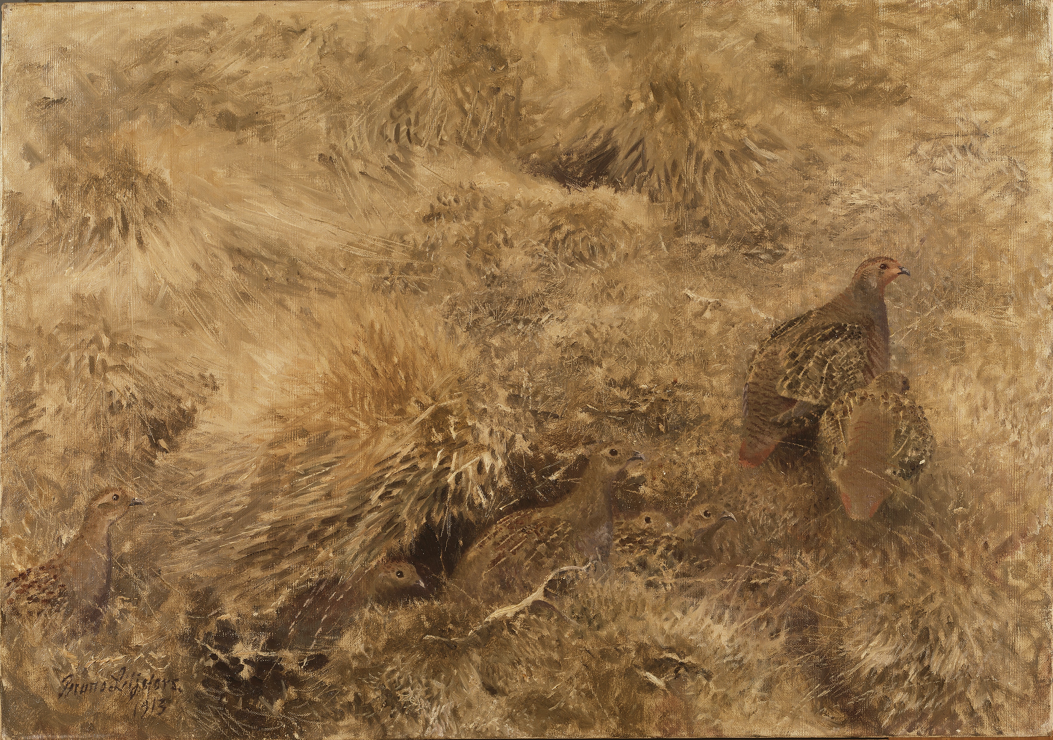 Autumn Landscape with Partridges by Bruno Liljefors