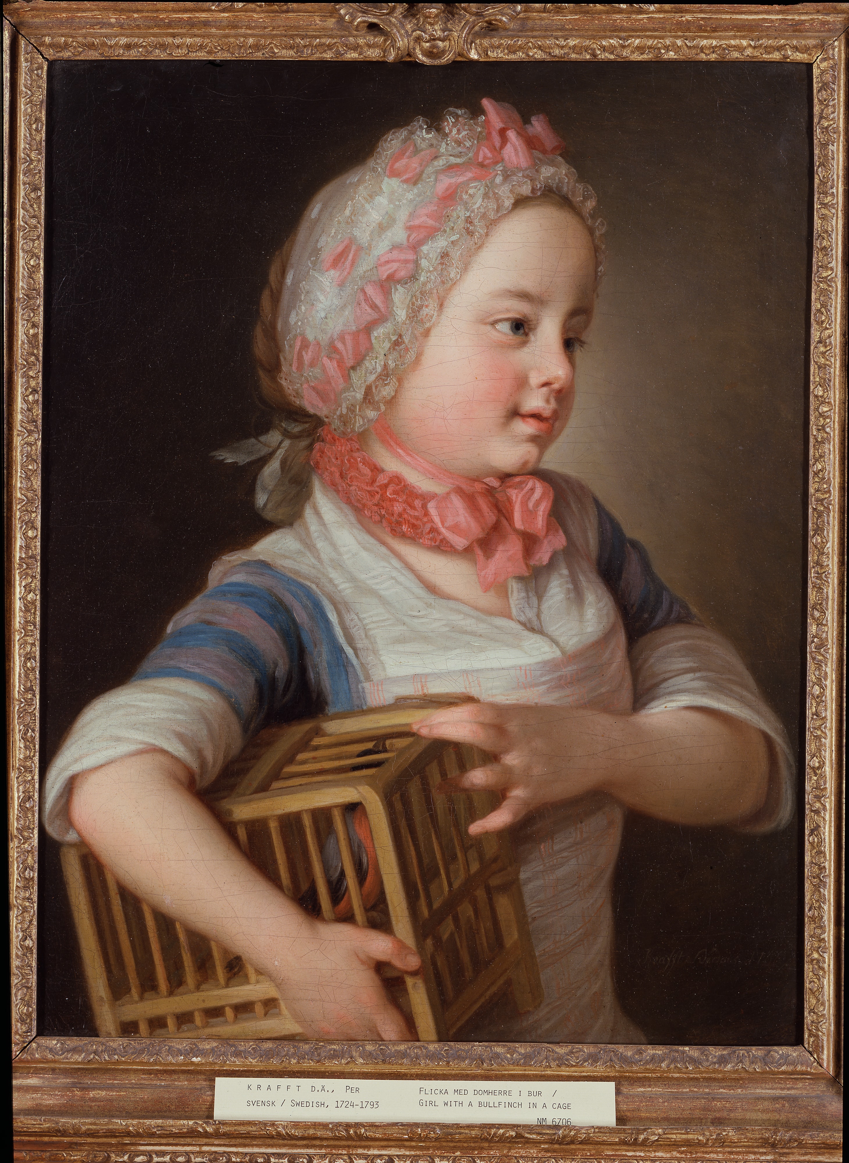 Girl with Bullfinch in a Cage by Per Krafft the Elder