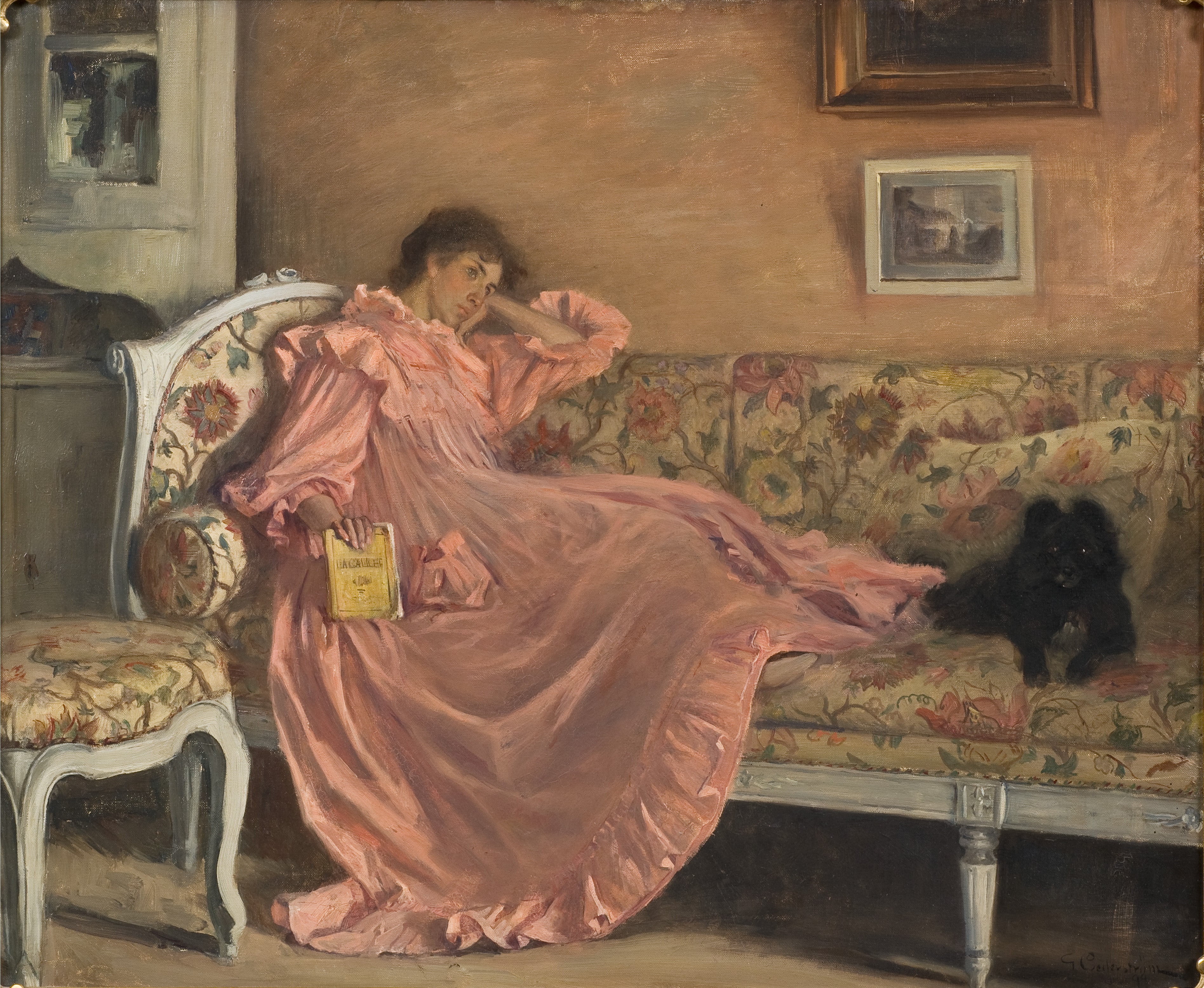 Carola Sitting on the Sofa by Gustaf Cederström