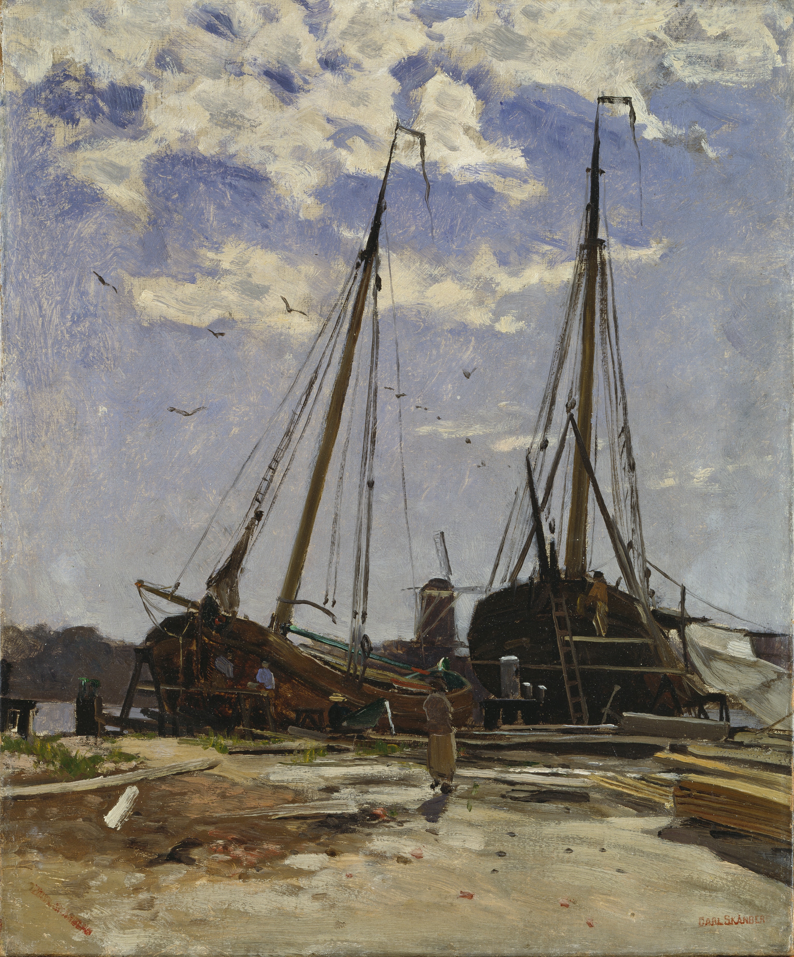 Study for Dordrecht Harbour, 1880, Göteborgs konstmuseum by Carl Skånberg