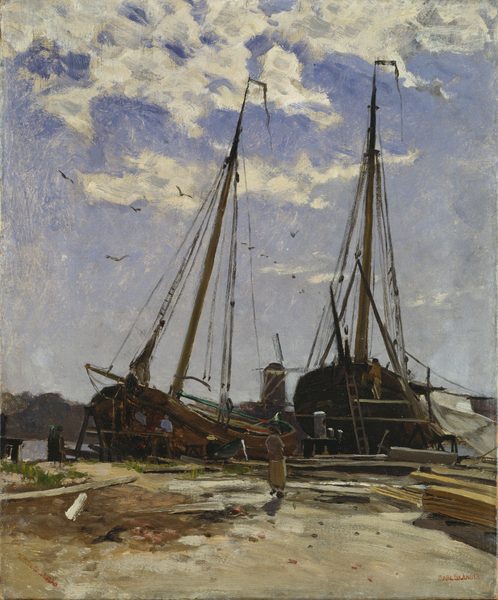 Study for Dordrecht Harbour, 1880, Göteborgs konstmuseum by Carl Skånberg