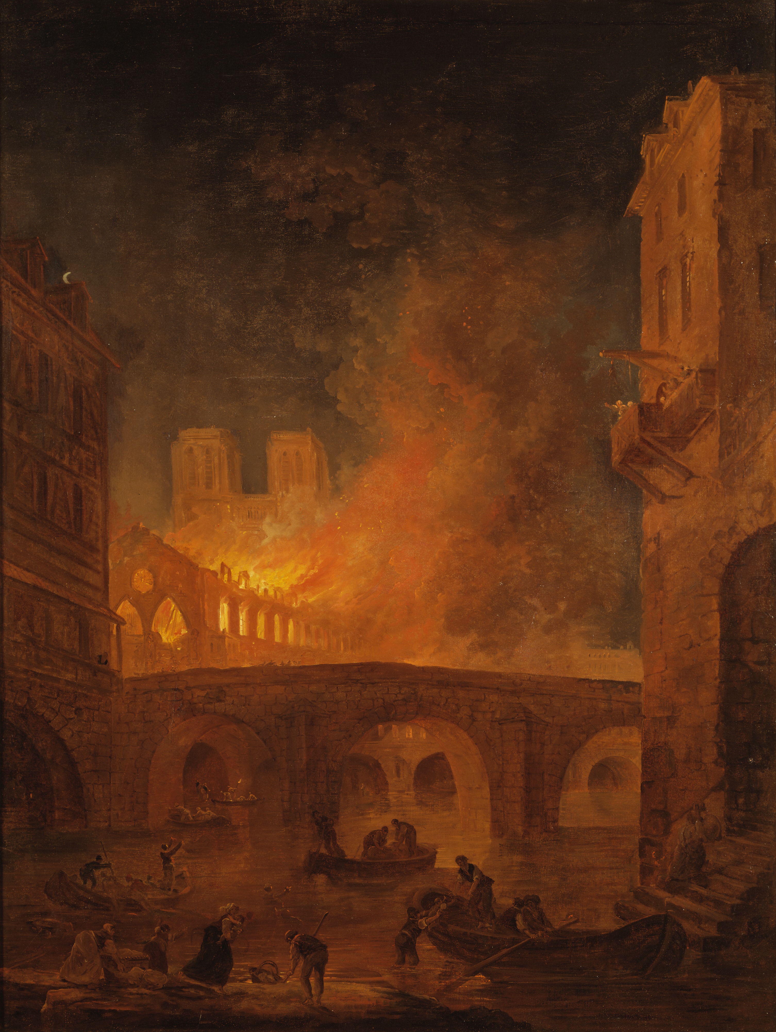 The Fire of Hôtel-Dieu in Paris 1772 by Hubert Robert