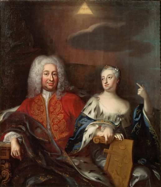 Fredrik I, 1676-1751, konung av Sverige och hans gemål Ulrika Eleonora d.y., 1688-1741, drottning av Sverige by Georg Engelhard Schröder