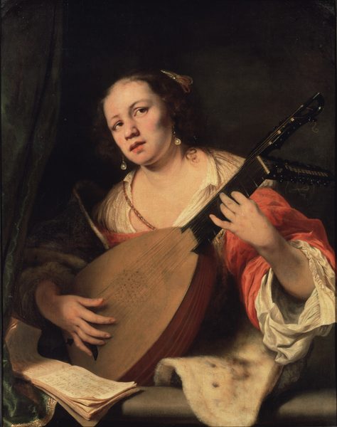A Lady Playing the Lute by Ferdinand Bol