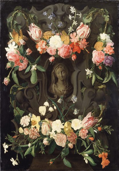 Flower around a Cartouche with an Image of the Virgin by Daniel Seghers
