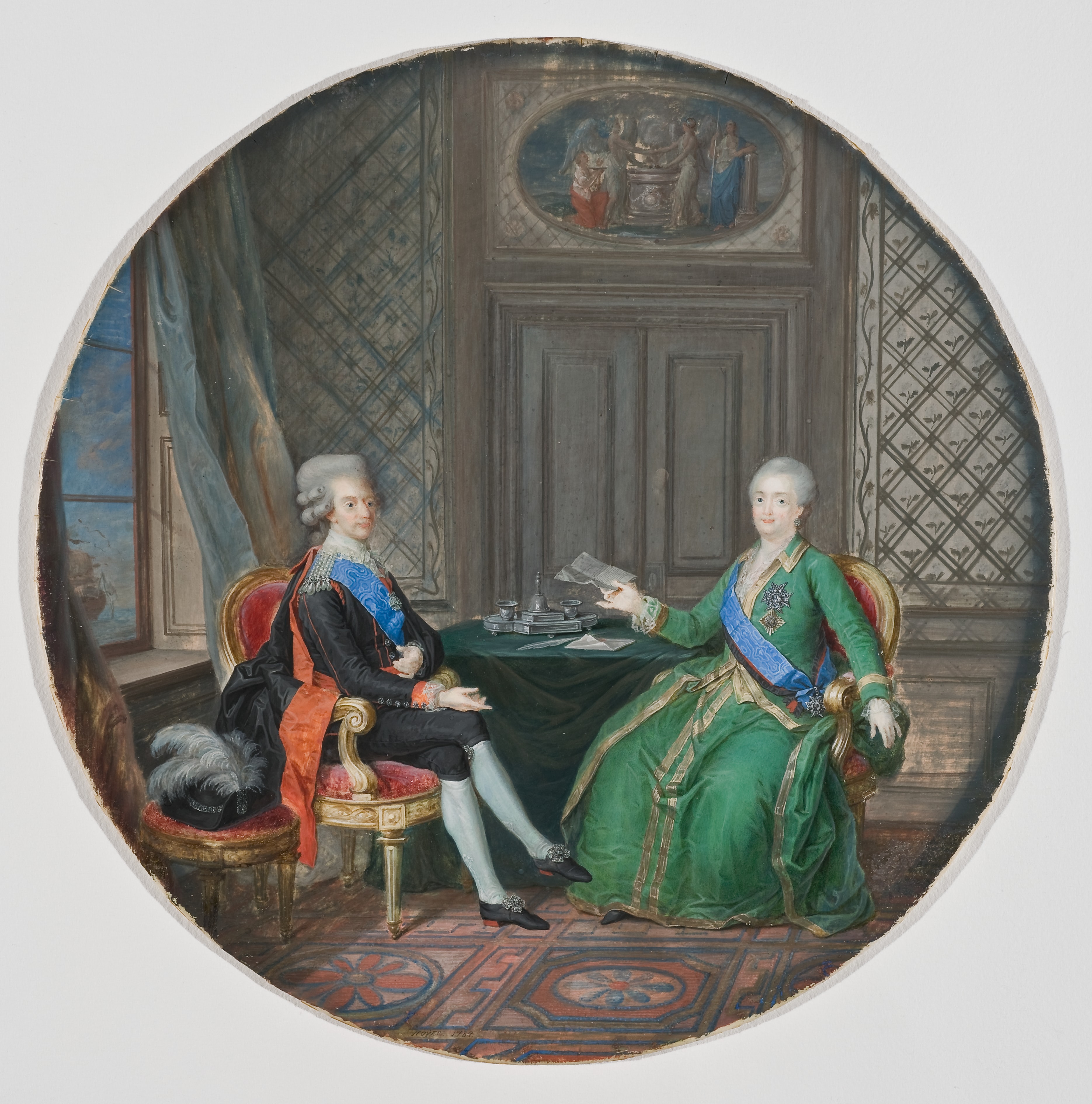 King Gustavus III and Catherine II of Russia in Fredrikshamn 1783 by Cornelius Hoeyer
