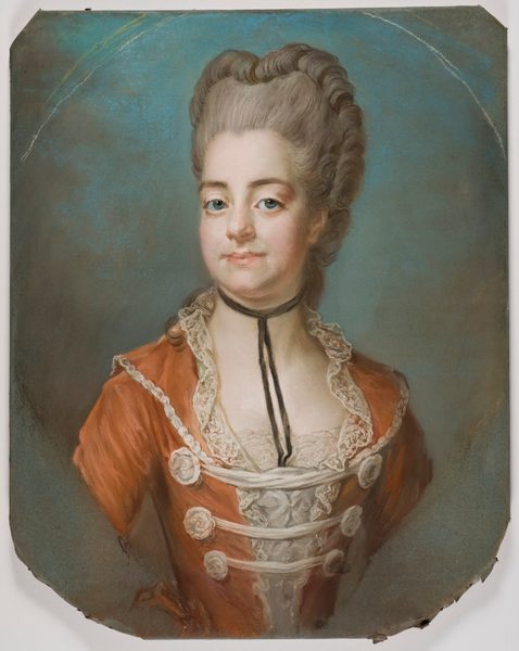Christina Augusta von Fersen (1754-1846), countess, lady of the bedchamber of Sofia Magdalena, married to count Fredrik Adolf Löwenhielm by Gustaf Lundberg