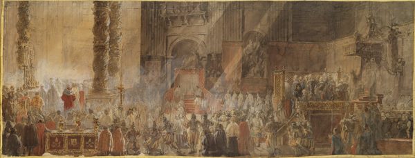 Gustavus III Attending Christmas Mass in 1783, in St Peter's, Rome by Louis Jean Desprez