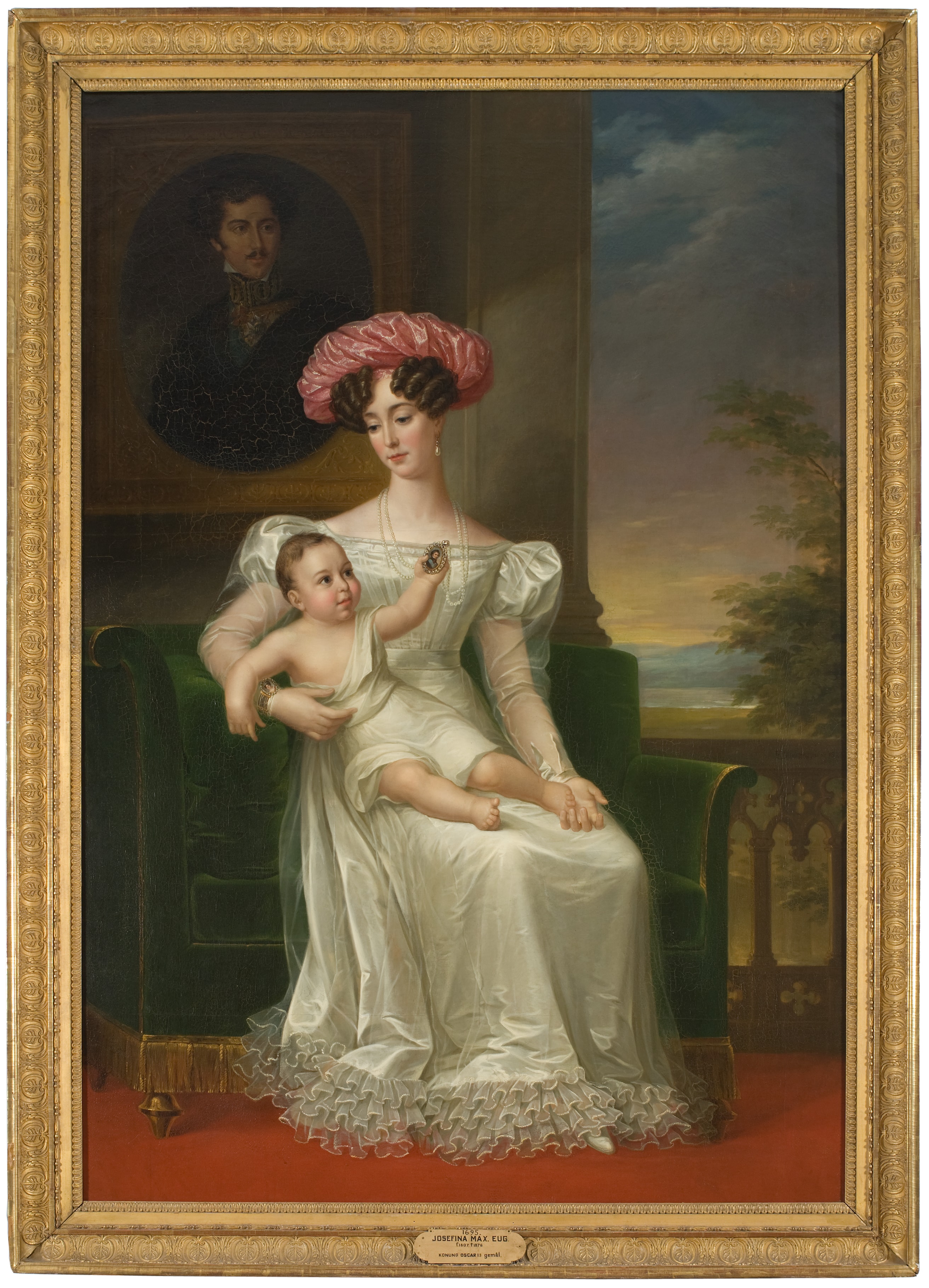 Josefina Maximiliana Eugenia Napoleana, 1807-1876, drottning av Sverige, med sonen Karl (XV) by Fredric Westin