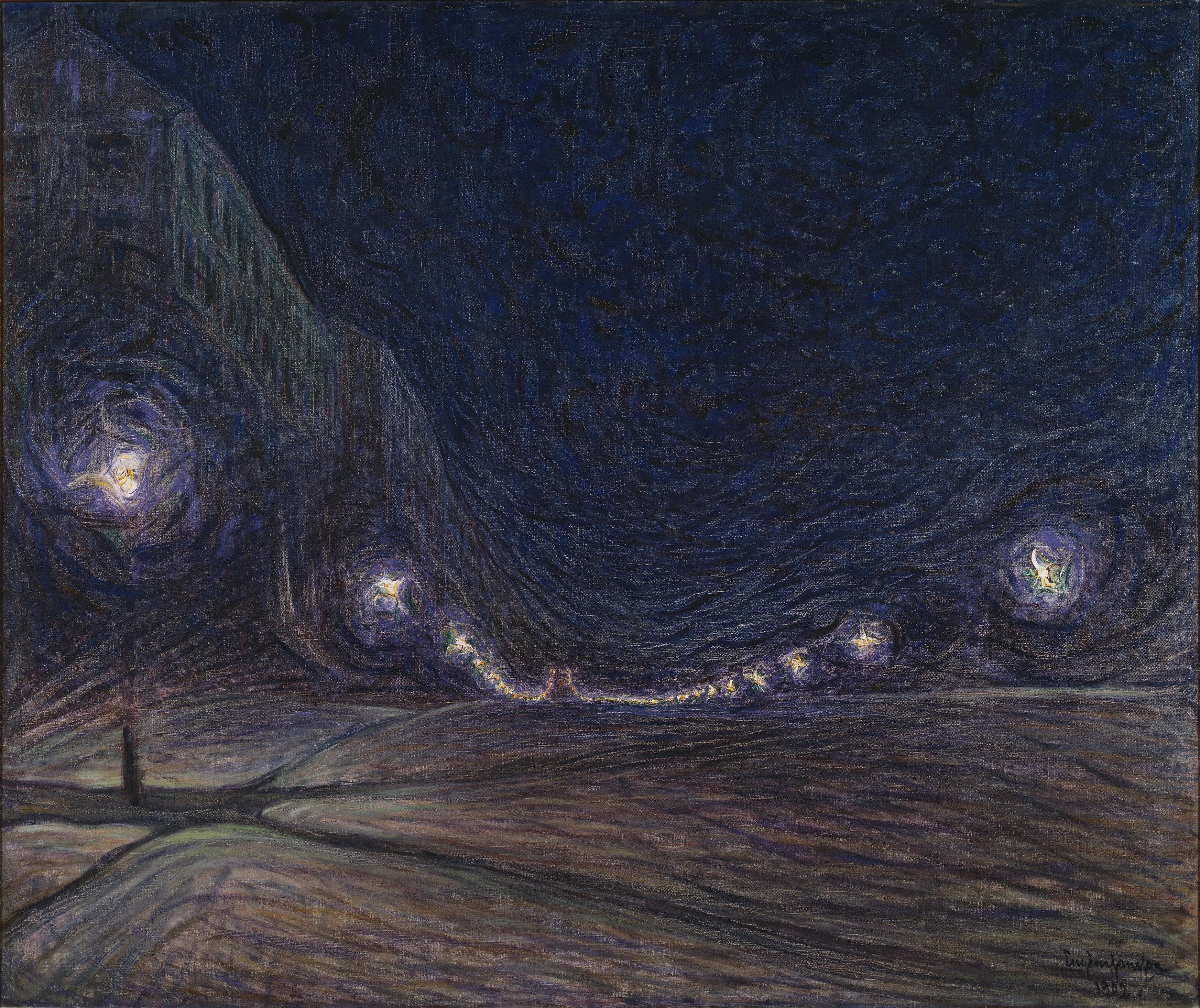Hornsgatan by Night by Eugène Jansson