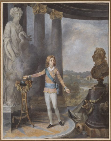King Gustav IV Adolf of Sweden Sacrifices to Hygia for his Father's Health by Niclas Lafrensen
