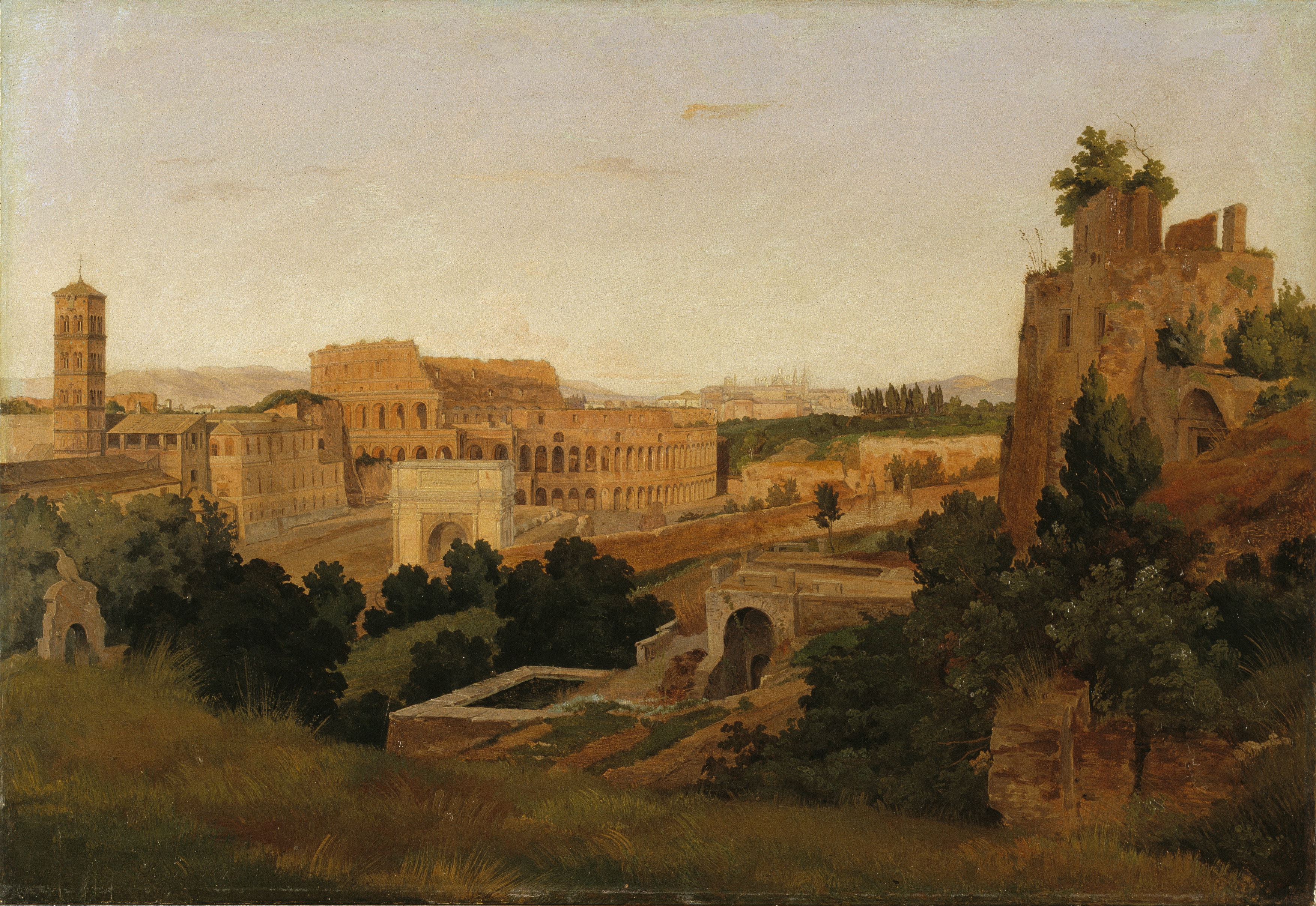 View of Rome with the Colosseum. Study by Gustaf Wilhelm Palm