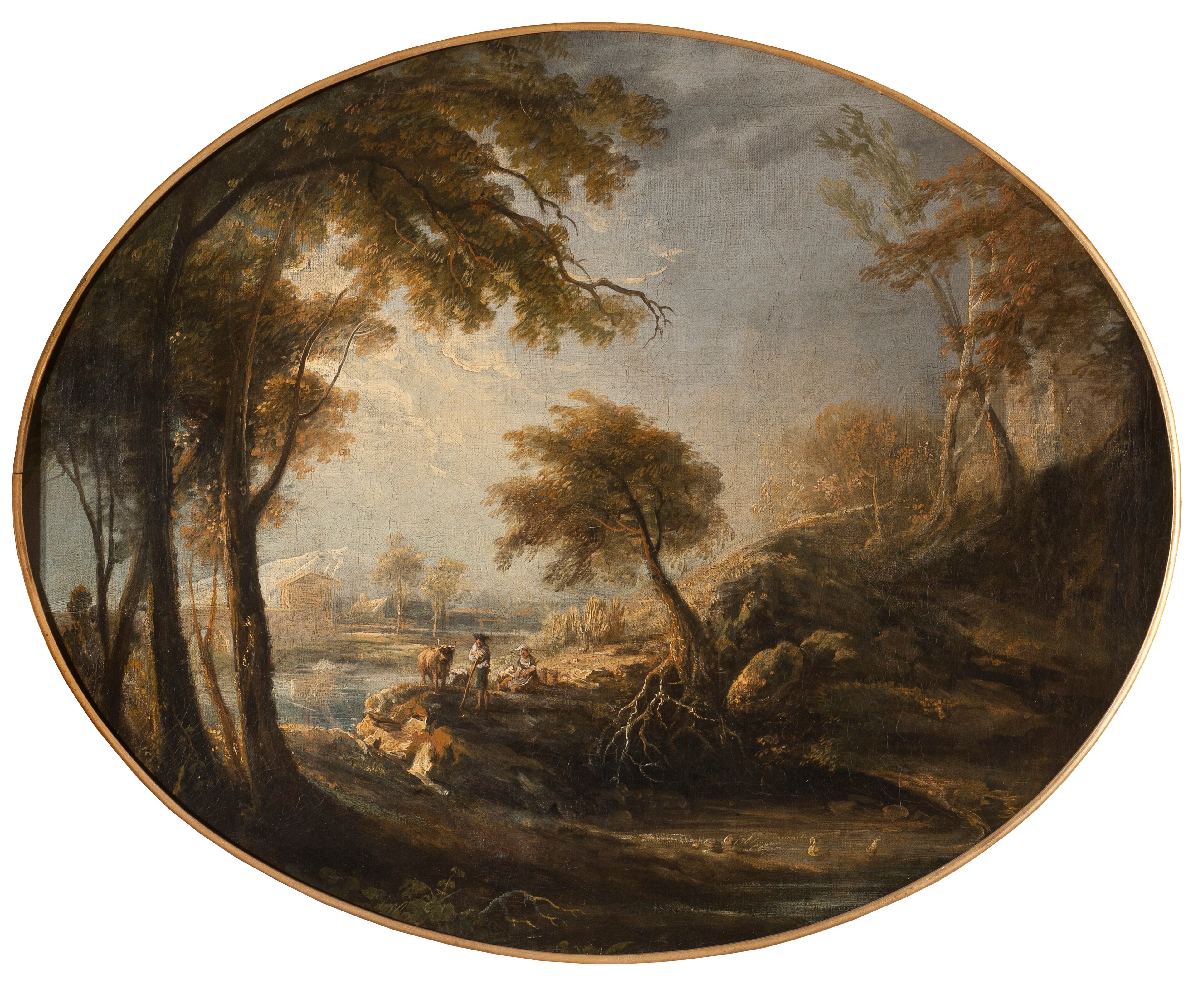 Landscape with Rustics and Cattle by Elias Martin
